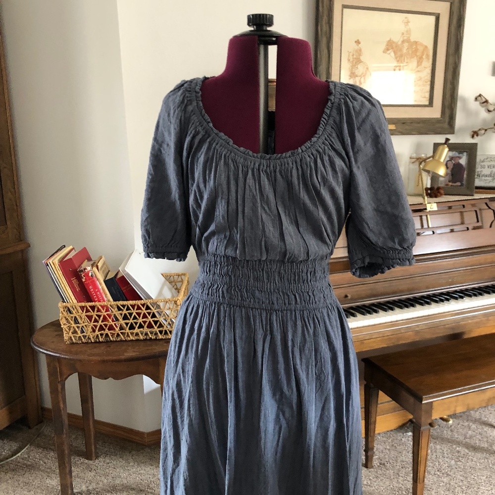 Old Navy cotton midi dress waist defined